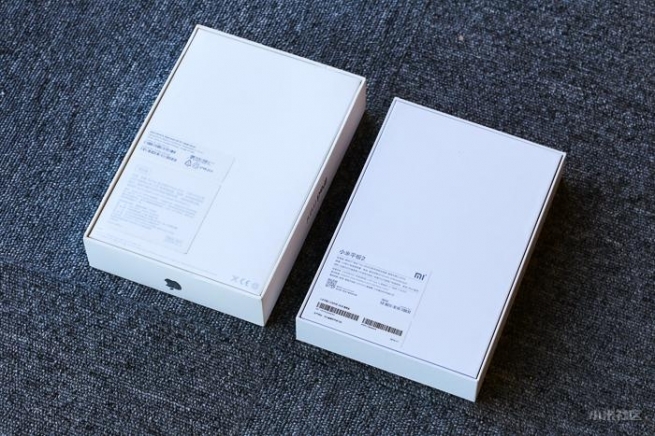 Mi Pad vs iPad Mini 2 box packaging back side view